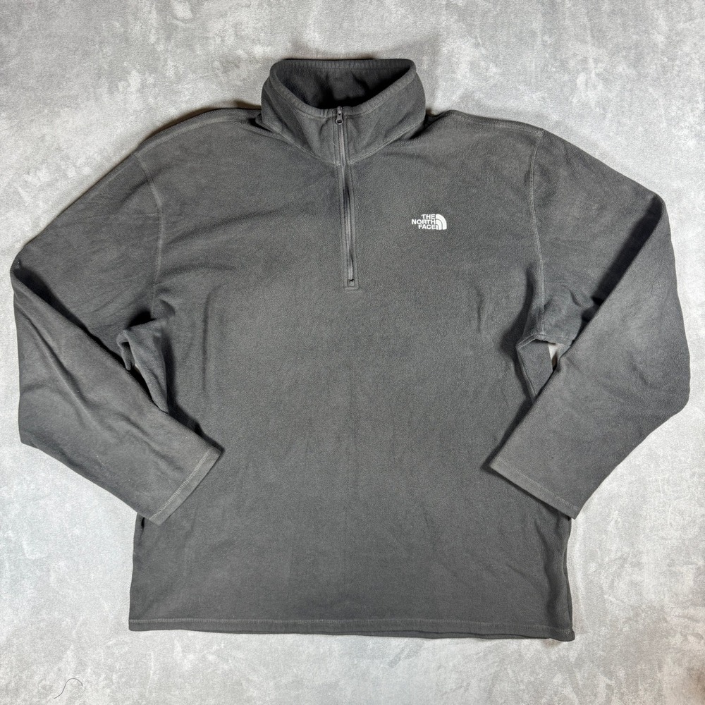 The North Face Mens TKA 100 1/4 Zip Fleece Pullover Dark Gray XXL